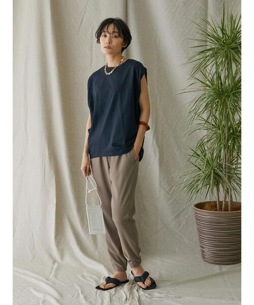 AMERICAN HOLIC（アメリカンホリック）の「吸水速乾フレンチスリーブカットプルオーバー（Tシャツ/カットソー・レディース・ライトベージュ/ブラック/オフホワイト/ピンク/ブルー・M/L）」の18枚目の写真