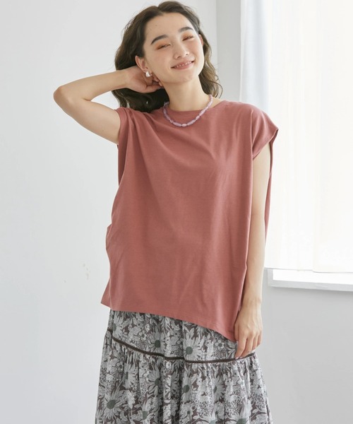 AMERICAN HOLIC（アメリカンホリック）の「吸水速乾フレンチスリーブカットプルオーバー（Tシャツ/カットソー・レディース・ライトベージュ/ブラック/オフホワイト/ピンク/ブルー・M/L）」の5枚目の写真