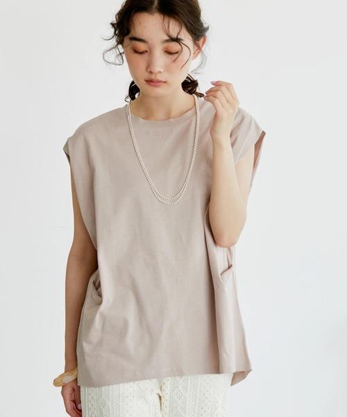 AMERICAN HOLIC（アメリカンホリック）の「吸水速乾フレンチスリーブカットプルオーバー（Tシャツ/カットソー・レディース・ライトベージュ/ブラック/オフホワイト/ピンク/ブルー・M/L）」の3枚目の写真