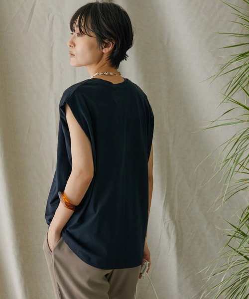 AMERICAN HOLIC（アメリカンホリック）の「吸水速乾フレンチスリーブカットプルオーバー（Tシャツ/カットソー・レディース・ライトベージュ/ブラック/オフホワイト/ピンク/ブルー・M/L）」の2枚目の写真