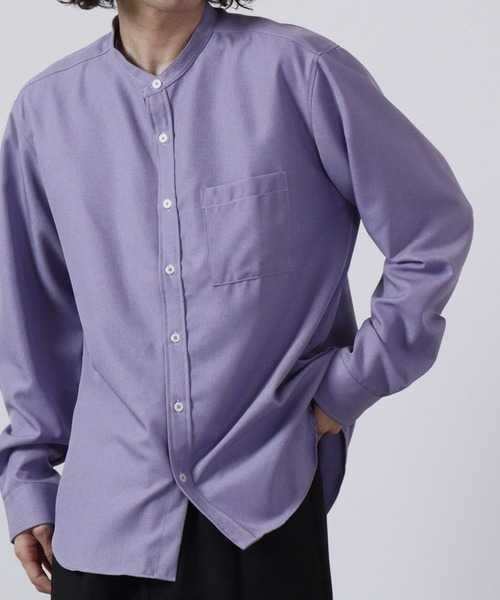 CIAO（チャオ）の「Reflax / リフラクス とろみ バンドカラーシャツ 長袖（シャツ/ブラウス・メンズ・ブラック/ベージュ/サックスブルー/グリーン/ライトパープル/ブラウン/ホワイト/ネイビー・L/M/XL）」の8枚目の写真