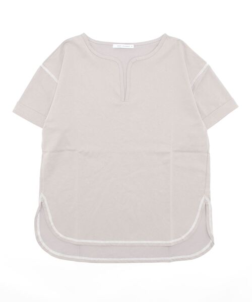 ikka(イッカ)の「配色ステッチキーネックTシャツ(Tシャツ/カットソー・レディース・ライトグレー/チャコールグレー・L/M)」の15枚目の写真