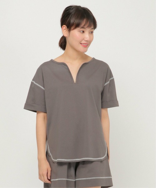 ikka(イッカ)の「配色ステッチキーネックTシャツ(Tシャツ/カットソー・レディース・ライトグレー/チャコールグレー・L/M)」の17枚目の写真