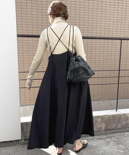 Spick&Span ウールライクツイル キャミソールドレス　ワンピース　36黒 Spick & Span（スピックアンドスパン）の「≪追加≫ウールライク