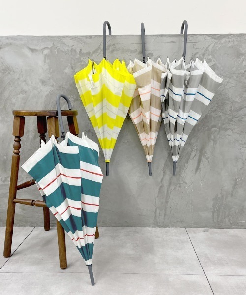 DONOBAN（ドノバン）の「ボーダー柄雨傘（長傘・レディース・スカイブルー系/ライトグレー/イエロー/ターコイズブルー/ライトベージュ・ONESIZE）」の8枚目の写真