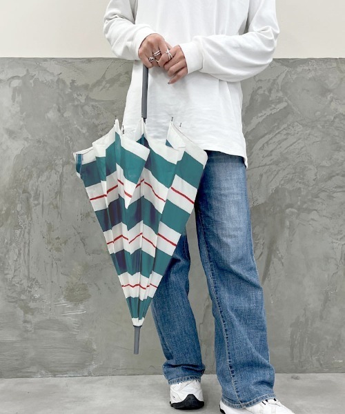 DONOBAN（ドノバン）の「ボーダー柄雨傘（長傘・レディース・スカイブルー系/ライトグレー/イエロー/ターコイズブルー/ライトベージュ・ONESIZE）」の11枚目の写真