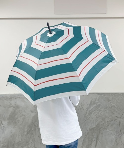 DONOBAN（ドノバン）の「ボーダー柄雨傘（長傘・レディース・スカイブルー系/ライトグレー/イエロー/ターコイズブルー/ライトベージュ・ONESIZE）」の12枚目の写真
