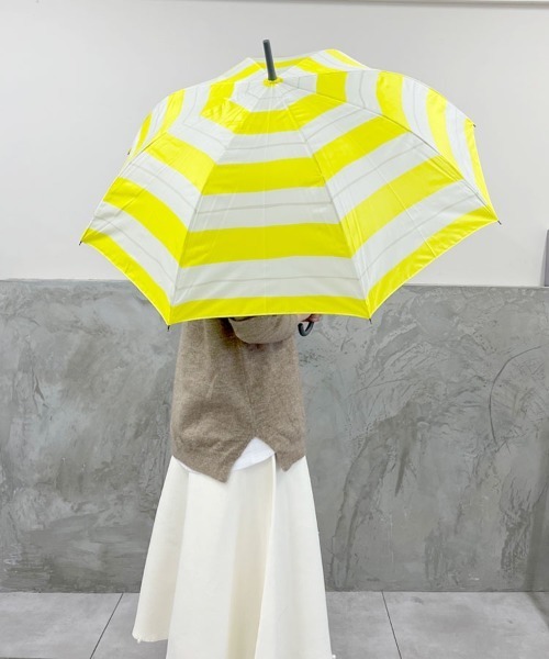 DONOBAN（ドノバン）の「ボーダー柄雨傘（長傘・レディース・スカイブルー系/ライトグレー/イエロー/ターコイズブルー/ライトベージュ・ONESIZE）」の14枚目の写真