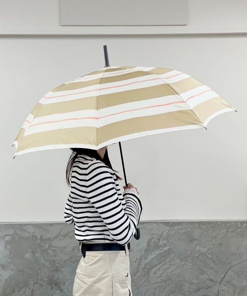 DONOBAN（ドノバン）の「ボーダー柄雨傘（長傘・レディース・スカイブルー系/ライトグレー/イエロー/ターコイズブルー/ライトベージュ・ONESIZE）」の10枚目の写真