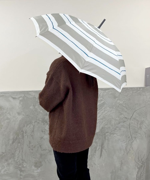 DONOBAN（ドノバン）の「ボーダー柄雨傘（長傘・レディース・スカイブルー系/ライトグレー/イエロー/ターコイズブルー/ライトベージュ・ONESIZE）」の9枚目の写真