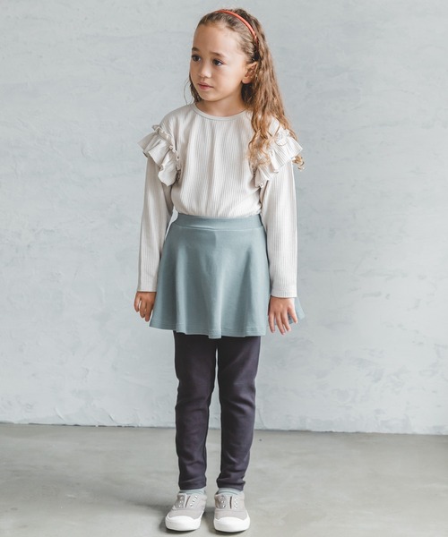 pairmanon（ペアマノン）の「【柔らかストレッチ】10分丈無地配色スカッツ（レギンス/スパッツ・キッズ・ラベンダー/ピンク/ブラック/ピンク系その他/ライトベージュ/グレイッシュベージュ/ブルー系その他3/ブラック系その他/ネイビー/ライトパープル/ブルー/ライトピンク/テラコッタ・90/110/120/130/140/150/100）」の21枚目の写真