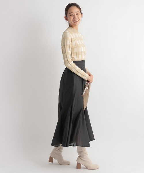 Andemiu(アンデミュウ)の「チェックジャカードニット157299(ニット/セーター・レディース・ベージュ/ピンク/グリーン・FREE)」の6枚目の写真