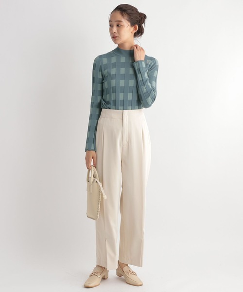 Andemiu(アンデミュウ)の「チェックジャカードニット157299(ニット/セーター・レディース・ベージュ/ピンク/グリーン・FREE)」の14枚目の写真