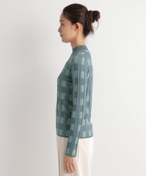 Andemiu(アンデミュウ)の「チェックジャカードニット157299(ニット/セーター・レディース・ベージュ/ピンク/グリーン・FREE)」の10枚目の写真