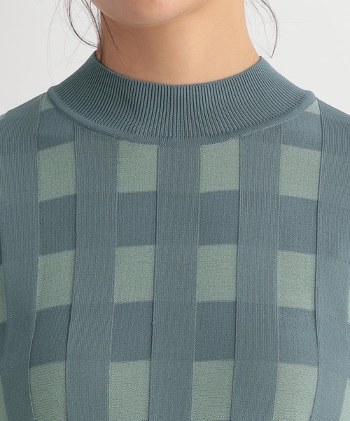 Andemiu(アンデミュウ)の「チェックジャカードニット157299(ニット/セーター・レディース・ベージュ/ピンク/グリーン・FREE)」の5枚目の写真