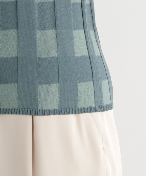 Andemiu(アンデミュウ)の「チェックジャカードニット157299(ニット/セーター・レディース・ベージュ/ピンク/グリーン・FREE)」の7枚目の写真