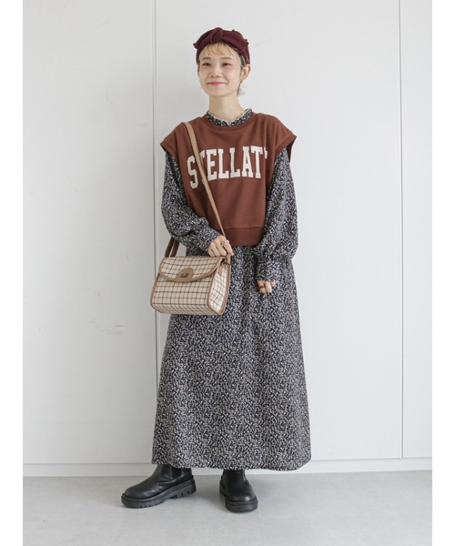 ehka sopo（エヘカソポ）の「リブリボンヘアターバン（ヘアバンド・レディース・ボルドー/ベージュ/オレンジ・ﾌﾘ-）」の6枚目の写真