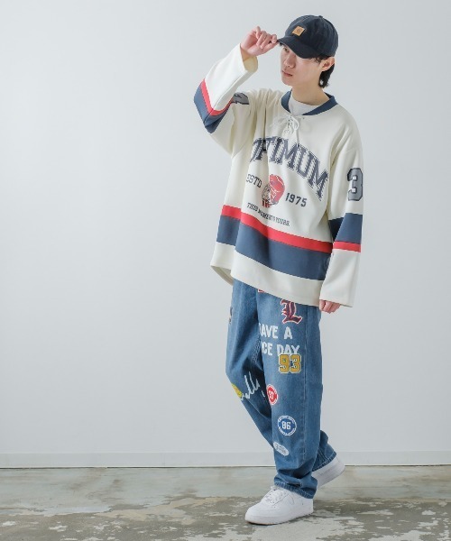 improves（インプローブス）の「ワッペン ワイド ストリート デニムパンツ（デニムパンツ・メンズ・ブラック/オフホワイト/サックスブルー/ワンウォッシュ・MEDIUM/LARGE）」の9枚目の写真