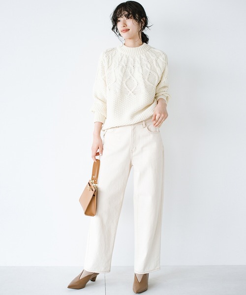 haco!（ハコ）の「360度かわいく顔映え！肩まわりの編み地で新鮮に華やぐ求心風ケーブルニット（ニット/セーター・レディース・アイボリー/ベージュ・SMALL/MEDIUM/LARGE/X-LARGE）」の18枚目の写真