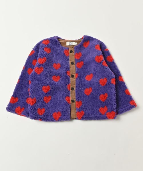 HOGAN RANCH WEAR(ホーガンランチウエア)の「ソウガラジャガードボアジャケット(80~130cm)(ノーカラージャケット・キッズ・アイボリー/オフホワイト/レッド/マスタード/チャコール/パープル・80/90/100/110/120/130)」の1枚目の写真
