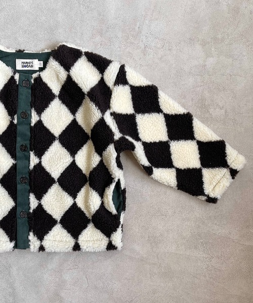 HOGAN RANCH WEAR(ホーガンランチウエア)の「ソウガラジャガードボアジャケット(80~130cm)(ノーカラージャケット・キッズ・アイボリー/オフホワイト/レッド/マスタード/チャコール/パープル・80/90/100/110/120/130)」の10枚目の写真