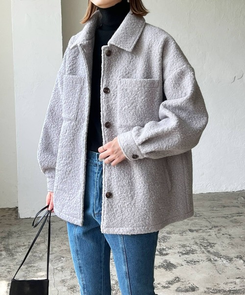 ラグランスリーブ ウールツイード ミドルコート ラグランスリーブ ウールツイード ミドルコート ラグランスリーブ