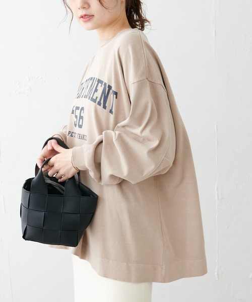 PUAL CE CIN(ピュアルセシン)の「ロゴプリントプレーティングプルオーバー(Tシャツ/カットソー・レディース・チャコールグレー/ベージュ/グレイッシュベージュ・FREE)」の5枚目の写真