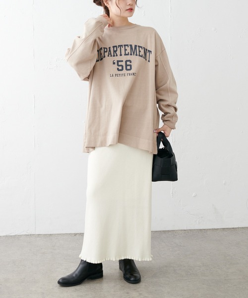 PUAL CE CIN(ピュアルセシン)の「ロゴプリントプレーティングプルオーバー(Tシャツ/カットソー・レディース・チャコールグレー/ベージュ/グレイッシュベージュ・FREE)」の6枚目の写真
