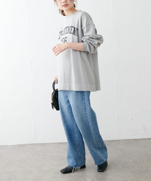PUAL CE CIN(ピュアルセシン)の「ロゴプリントプレーティングプルオーバー(Tシャツ/カットソー・レディース・チャコールグレー/ベージュ/グレイッシュベージュ・FREE)」の13枚目の写真