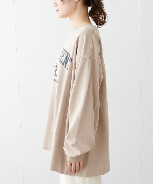 PUAL CE CIN(ピュアルセシン)の「ロゴプリントプレーティングプルオーバー(Tシャツ/カットソー・レディース・チャコールグレー/ベージュ/グレイッシュベージュ・FREE)」の20枚目の写真