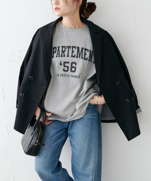 PUAL CE CIN(ピュアルセシン)の「ロゴプリントプレーティングプルオーバー(Tシャツ/カットソー・レディース・チャコールグレー/ベージュ/グレイッシュベージュ・FREE)」の11枚目の写真