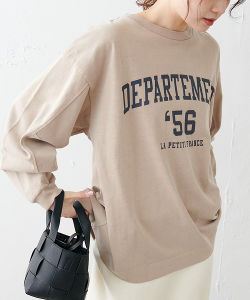 PUAL CE CIN(ピュアルセシン)の「ロゴプリントプレーティングプルオーバー(Tシャツ/カットソー・レディース・チャコールグレー/ベージュ/グレイッシュベージュ・FREE)」の4枚目の写真