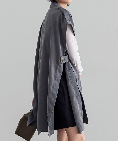 KOBE LETTUCE（コウベレタス）の「トレンチ風ロングジレベスト（ベスト・レディース・ブラック/チャコール/キャメル・FREE）」の3枚目の写真