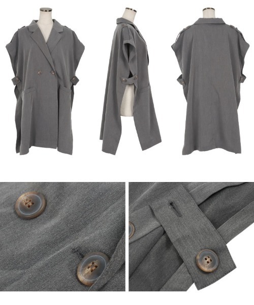 KOBE LETTUCE（コウベレタス）の「トレンチ風ロングジレベスト（ベスト・レディース・ブラック/チャコール/キャメル・FREE）」の6枚目の写真