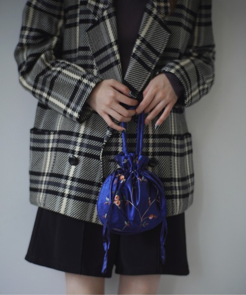 Port(ポート)の「シャイニーサテン 刺繍 ミニ 巾着 バッグ / ハンドバッグ #_(ハンドバッグ・レディース・ブラック/ネイビー/グリーン/ボルドー・FREE)」の17枚目の写真