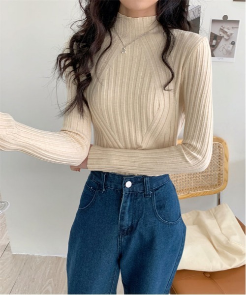 ibeul_（イベール）の「ワイドリブハイネックニットトップス（ニット/セーター・レディース・ホワイト/ブラック/ベージュ/ブラウン/アイボリー・L/M）」の18枚目の写真