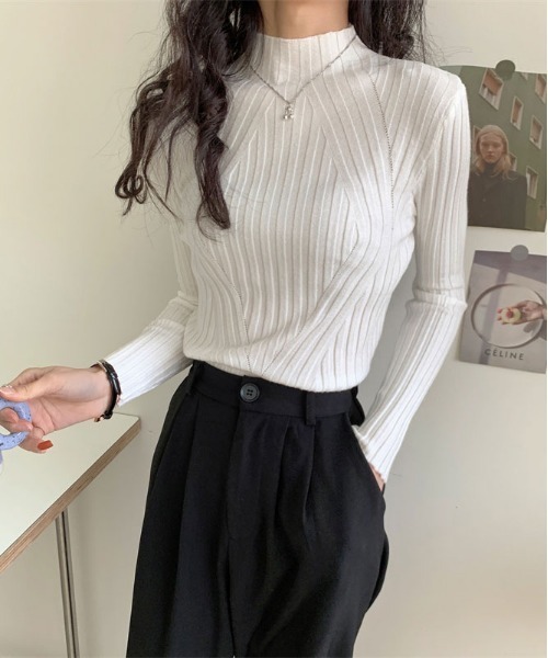 ibeul_（イベール）の「ワイドリブハイネックニットトップス（ニット/セーター・レディース・ホワイト/ブラック/ベージュ/ブラウン/アイボリー・L/M）」の15枚目の写真