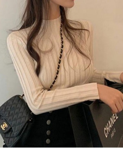 ibeul_（イベール）の「ワイドリブハイネックニットトップス（ニット/セーター・レディース・ホワイト/ブラック/ベージュ/ブラウン/アイボリー・L/M）」の17枚目の写真