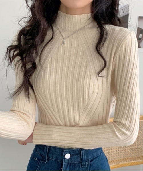 ibeul_（イベール）の「ワイドリブハイネックニットトップス（ニット/セーター・レディース・ホワイト/ブラック/ベージュ/ブラウン/アイボリー・L/M）」の8枚目の写真