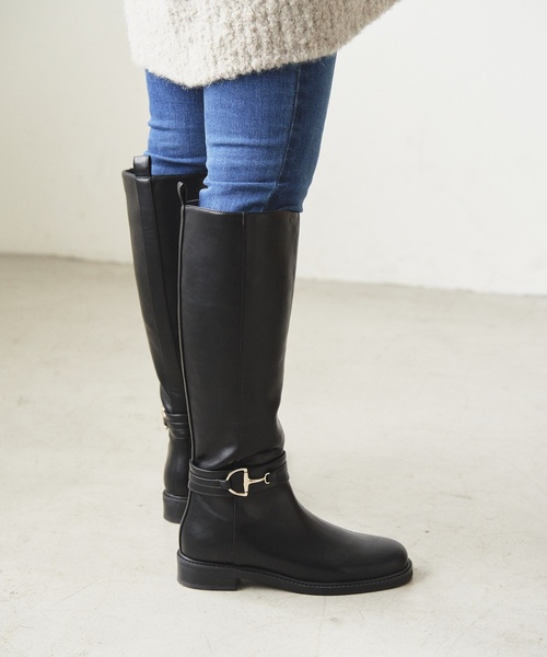 LE TALON ブラック ロングブーツ KARIN TAKUBO×LE TALONレザープラットフォームロングブーツ