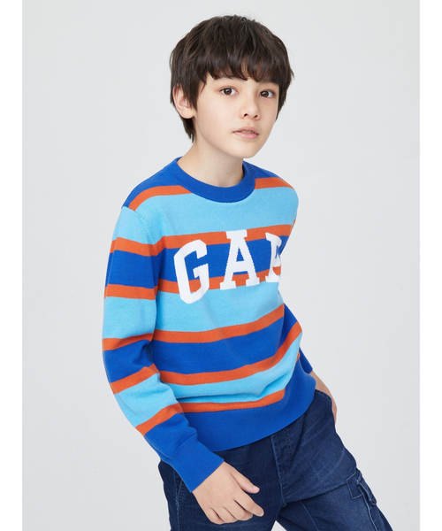 GAP（ギャップ）の「GAPロゴ ストライプコージーセーター (キッズ)（ニット/セーター・キッズ・ブルー/ピンク/ベージュ/ブラック・S/M/L/XL/XXL/XS）」の4枚目の写真