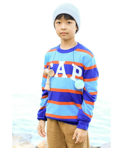 GAP（ギャップ）の「GAPロゴ ストライプコージーセーター (キッズ)（ニット/セーター・キッズ・ブルー/ピンク/ベージュ/ブラック・S/M/L/XL/XXL/XS）」の7枚目の写真