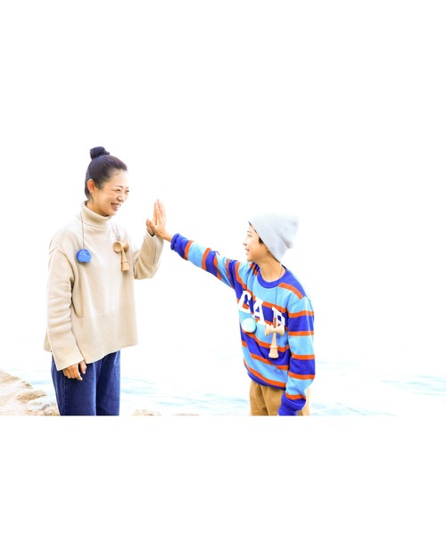 GAP（ギャップ）の「GAPロゴ ストライプコージーセーター (キッズ)（ニット/セーター・キッズ・ブルー/ピンク/ベージュ/ブラック・S/M/L/XL/XXL/XS）」の9枚目の写真