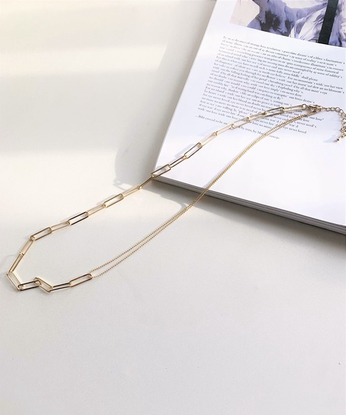 Q(キュー)の「チェーン×ボールチェーンネックレス(ネックレス・レディース・シルバー/ゴールド・ONE SIZE)」の1枚目の写真