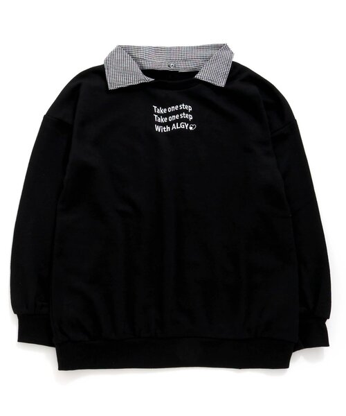 algy（アルジー）の「えり付きトレーナーチュニック（スウェット・キッズ・オフホワイト/ブラック/サックスブルー・X-SMALL/XX-SMALL/SMALL/MEDIUM）」の2枚目の写真