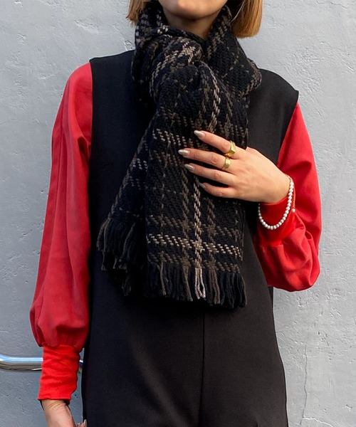 John branigan(ジョンブラニガン)の「【John Branigan】TWEED STOLE(マフラー・レディース・ピンク/ブラック/アイボリー・FREE)」の16枚目の写真