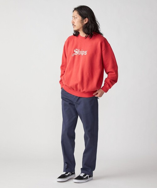 SHIPS（シップス）の「*SHIPS: OLD ENGLISH SHIPS ロゴ プリント クルーネック スウェット（スウェット・メンズ・ライトブルー/レッド/ネイビー・SMALL/MEDIUM/LARGE）」の5枚目の写真