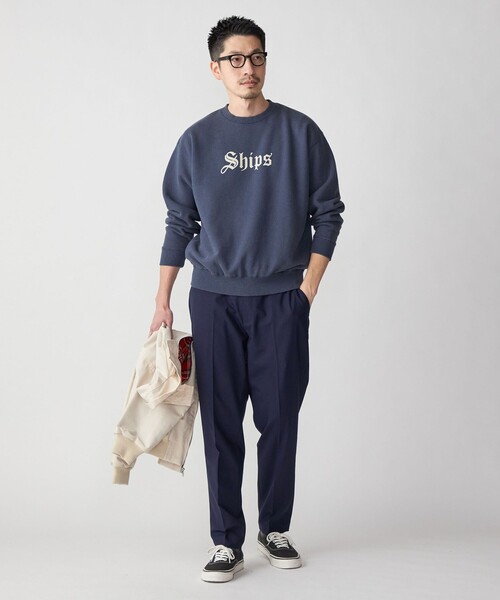 SHIPS（シップス）の「*SHIPS: OLD ENGLISH SHIPS ロゴ プリント クルーネック スウェット（スウェット・メンズ・ライトブルー/レッド/ネイビー・SMALL/MEDIUM/LARGE）」の9枚目の写真