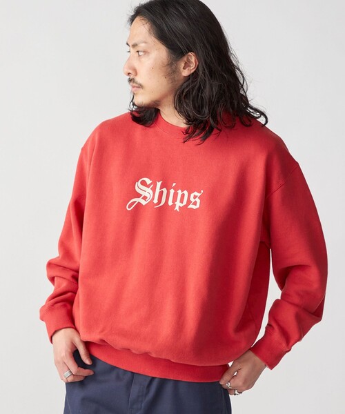 SHIPS（シップス）の「*SHIPS: OLD ENGLISH SHIPS ロゴ プリント クルーネック スウェット（スウェット・メンズ・ライトブルー/レッド/ネイビー・SMALL/MEDIUM/LARGE）」の21枚目の写真