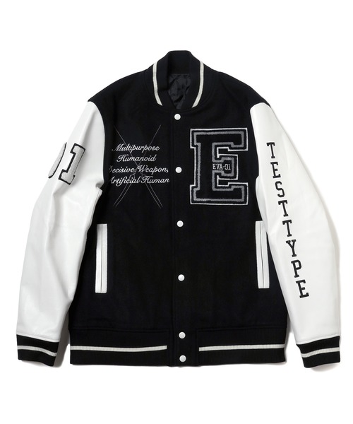 ジャケット・アウター RADIO EVA EVANGELION BASEBALL JACKET RADIO EVA 862 EVANGELION BASEBALL JACKET/BLACK×BLACK（EVA-01